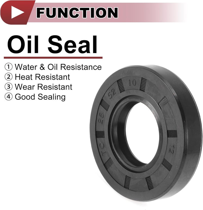 HEROFFIX 5 Pcs Rotary Shaft Seal High Pressure Oil Seal 25x52x10mm Black Nitrile 70 Durometer Rubber - Image 3